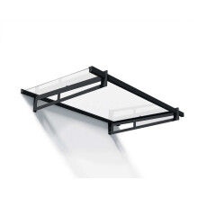 Patio Cover Bremen Door Awning Canopy 1500 Clear - Aluminium/Acrylic - L150 x W93.5 x H18.7 cm - Dark Grey