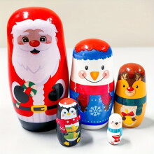 (White) Colorful Wooden Nesting Dolls - Perfect for Christmas, Halloween, Thanksgiving & Birthday Decor | Educational Toy for Youngsters