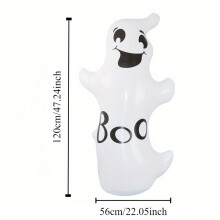 (Ghost) Festive PVC Pumpkin and Ghost Inflatable Halloween Decorations - Outdoor Party Supplies, Standalone, No Electricity Required, Featherless