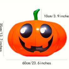 (60cm) Extra Large 60.96cm Smiling Pumpkin Inflatable Decoration - Durable Vinyl/Polyurethane, Easy-to-Hang for Halloween Haunted House