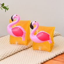 Inflatable Swim Floater Sleeves for Kids, Cartoon Swimiming Armbands Floaties Water Wings Floatation SleevesYellow & Flamingo