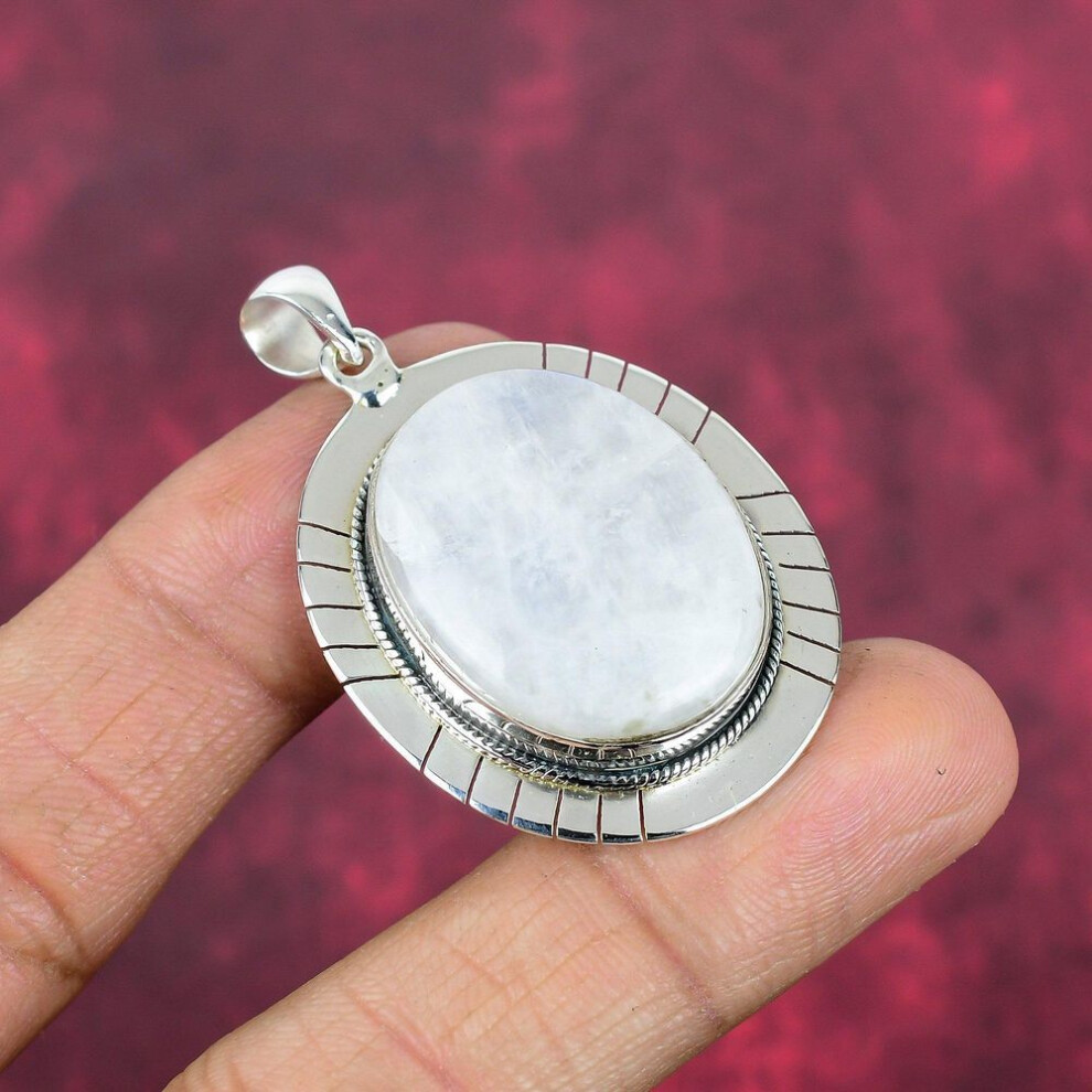 Rainbow Moonstone Pendant Gemstone Jewelry, 925 Solid Sterling Silver Pendant, Handmade Beautiful Jewelry Pendant