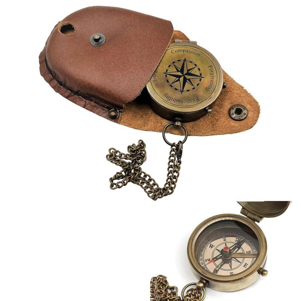 Antique Nautical Vintage Directional Magnetic Compass With Famous Scripture Quote Engraved Baptism