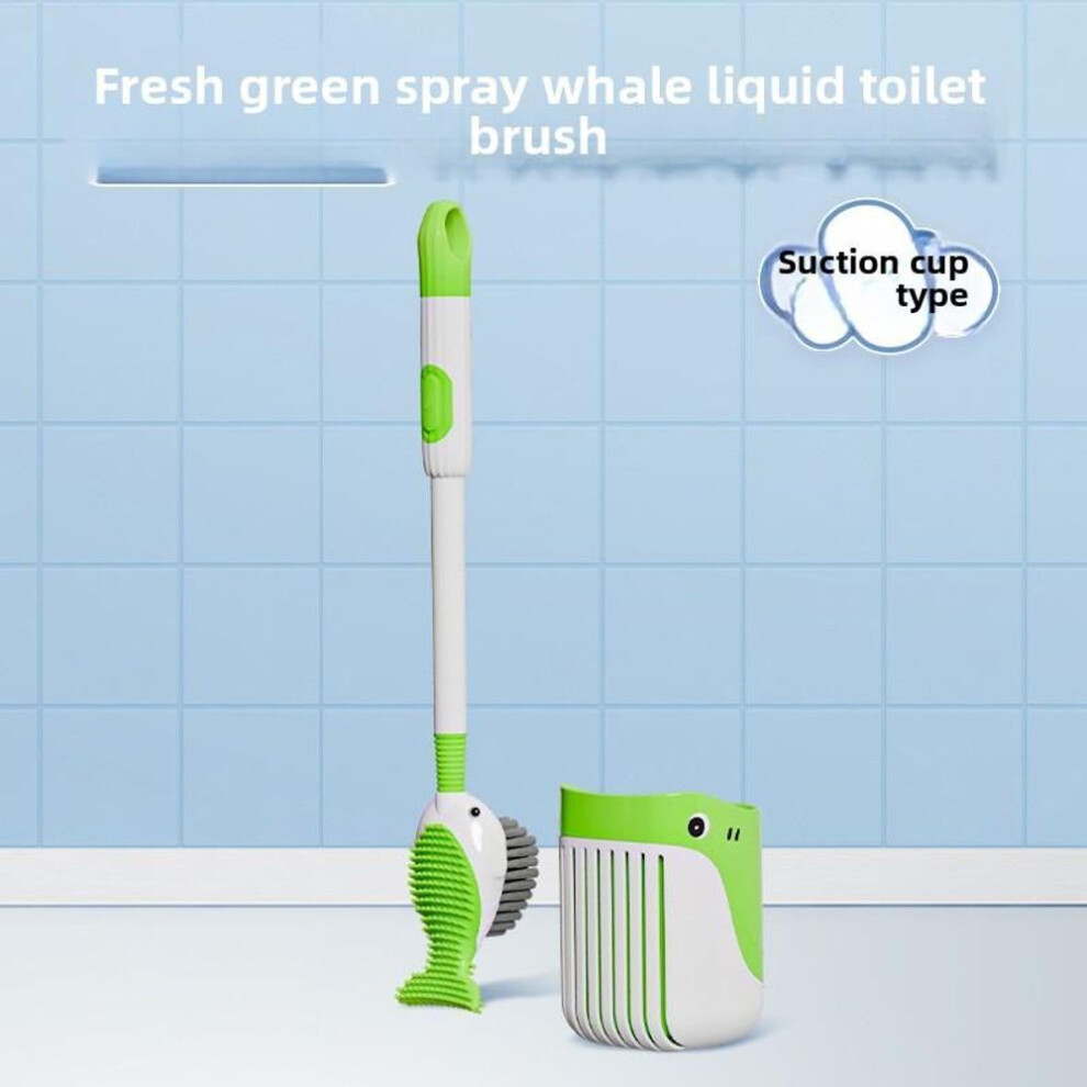 (green, 1PCS) Liquid Injection Silicone Toilet Brush With Suction Cup Holder Strong Cleaning No Dead Corners