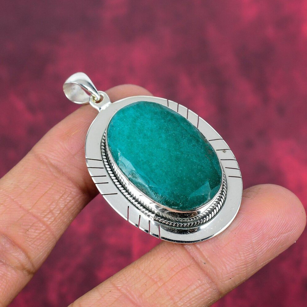 Emerald Pendant, 925 Sterling Silver Pendant Gemstone Jewelry, Handmade Pendant Amazing Jewelry, Gift For Her