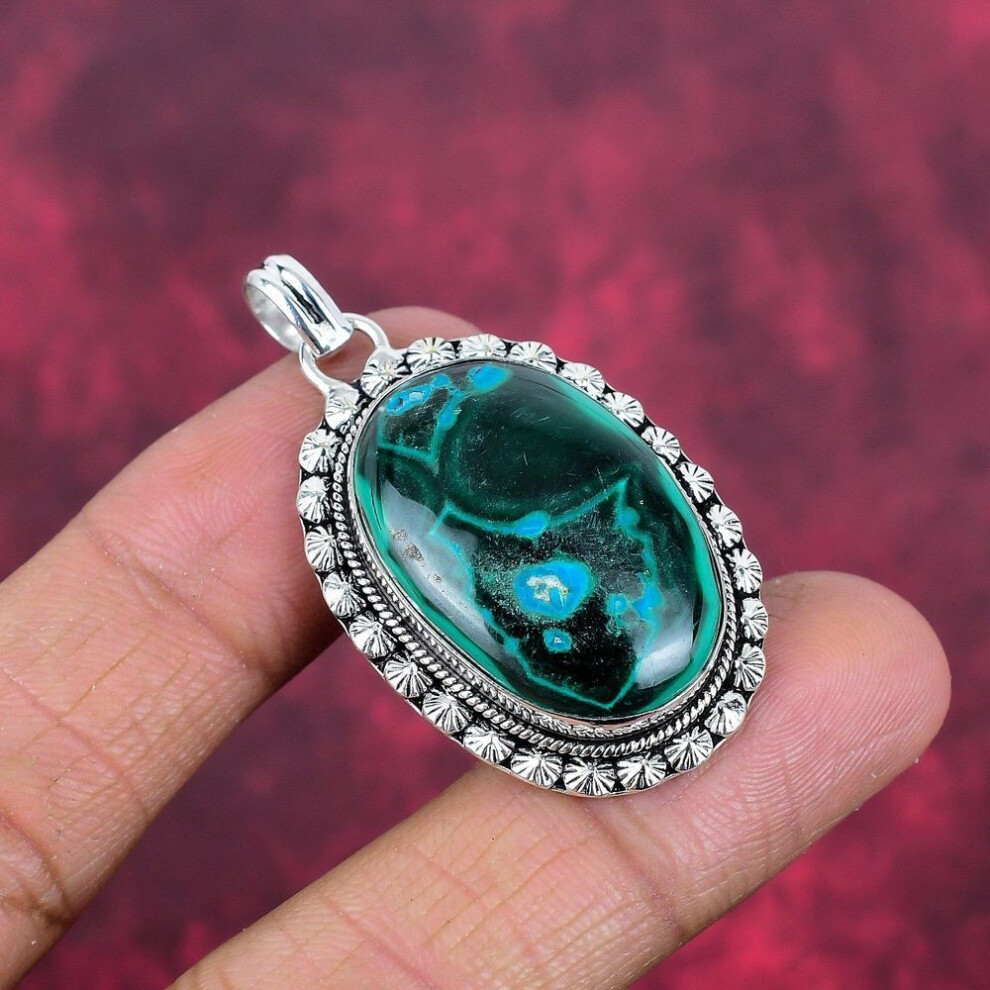 Malachite Gemstone Jewelry, 925 Solid Sterling Silver Jewelry For Her, Handmade Gorgeous Jewelry, New Brand Designer Pendant For Love