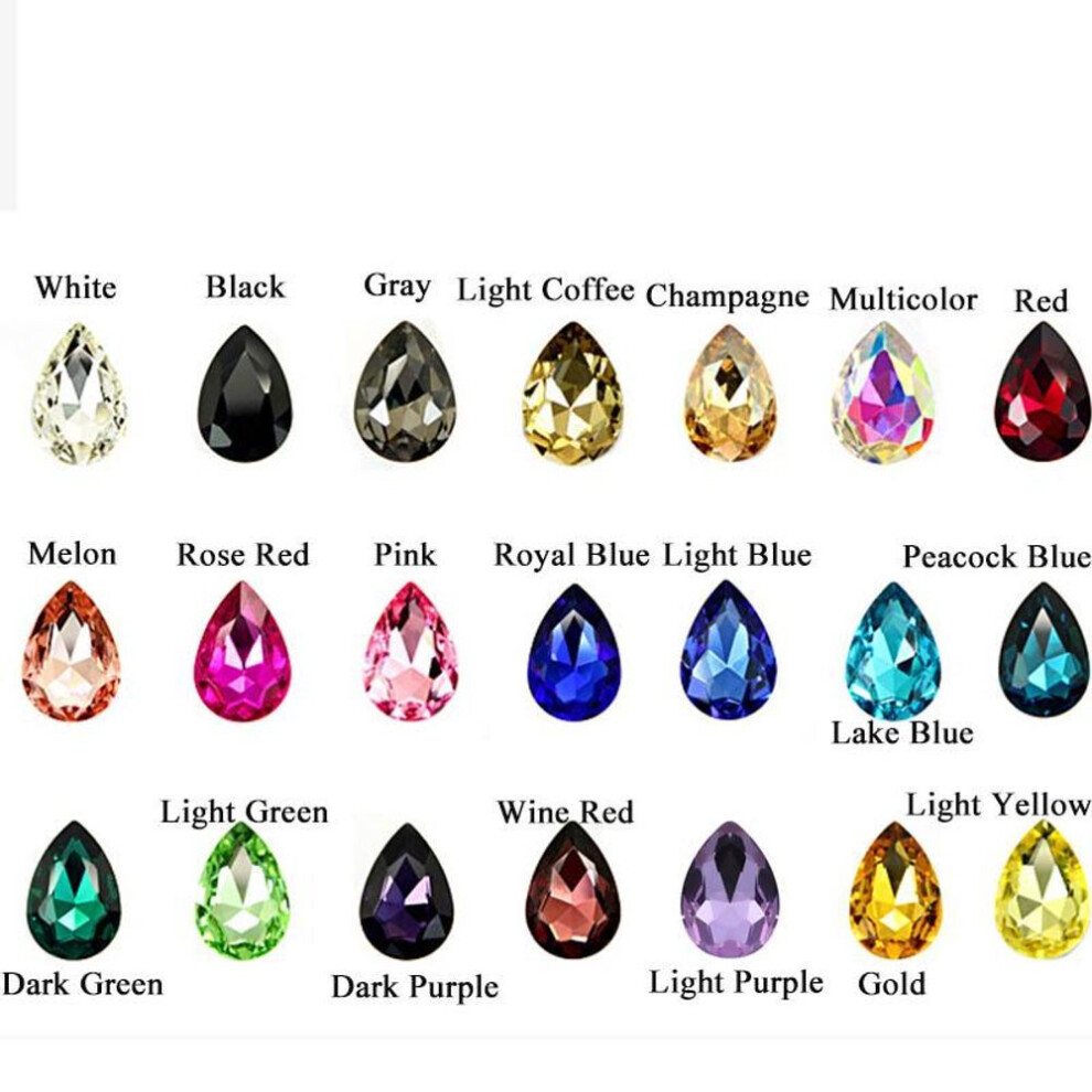 (black) Craft Diy 20pcs 10*14mm Crystal Loose Beads Jewelry Accessories Rhinestone Jewelry Making Teardrop Wholesale Glass Handmade