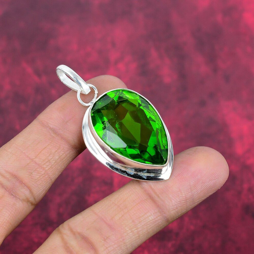 Peridot Pendant Gemstone Jewelry, 925 Solid Sterling Silver Pendant, Handmade Jewelry Birthstone Pendant, Gift For Him