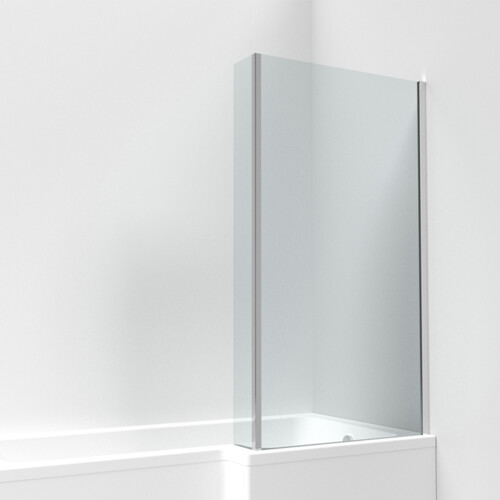 NES Home Nes Home Chrome 800mm L-Shaped Fixed Bath Screen