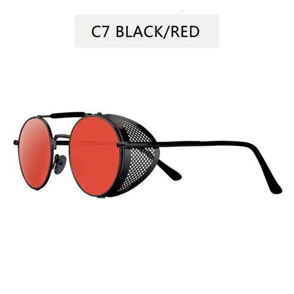 (red) Steampunk Sunglasses For Men Women Trend Brand Designer Metal Vintage Sun Glasses Uv400 Protection Eyewear