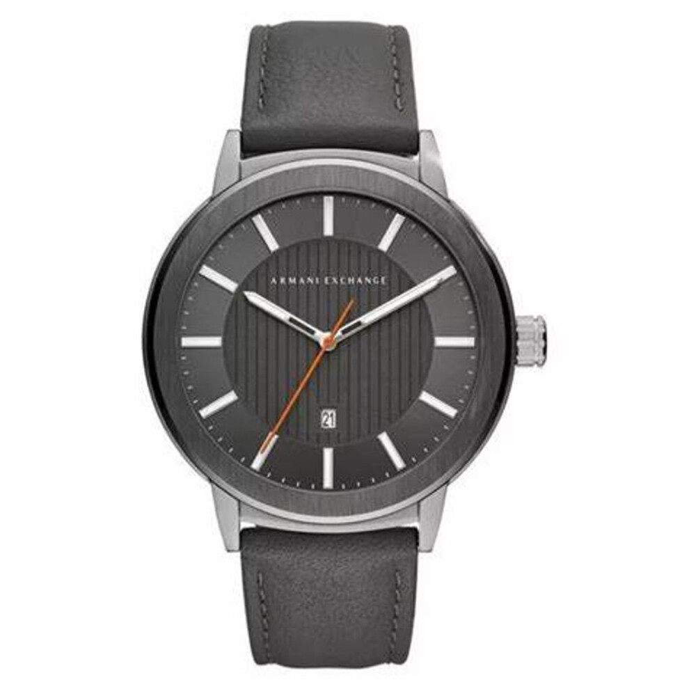 Armani Exchange Ax1462 Men's Watch - Grey Leather Strap, Grey Dial