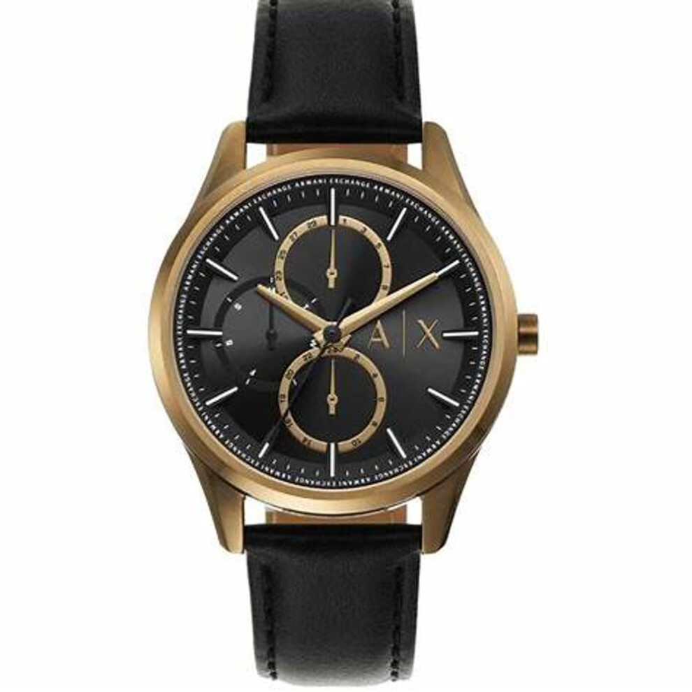 Armani Exchange Ax1869 Men's Watch - Black Leather Strap, Black Dial