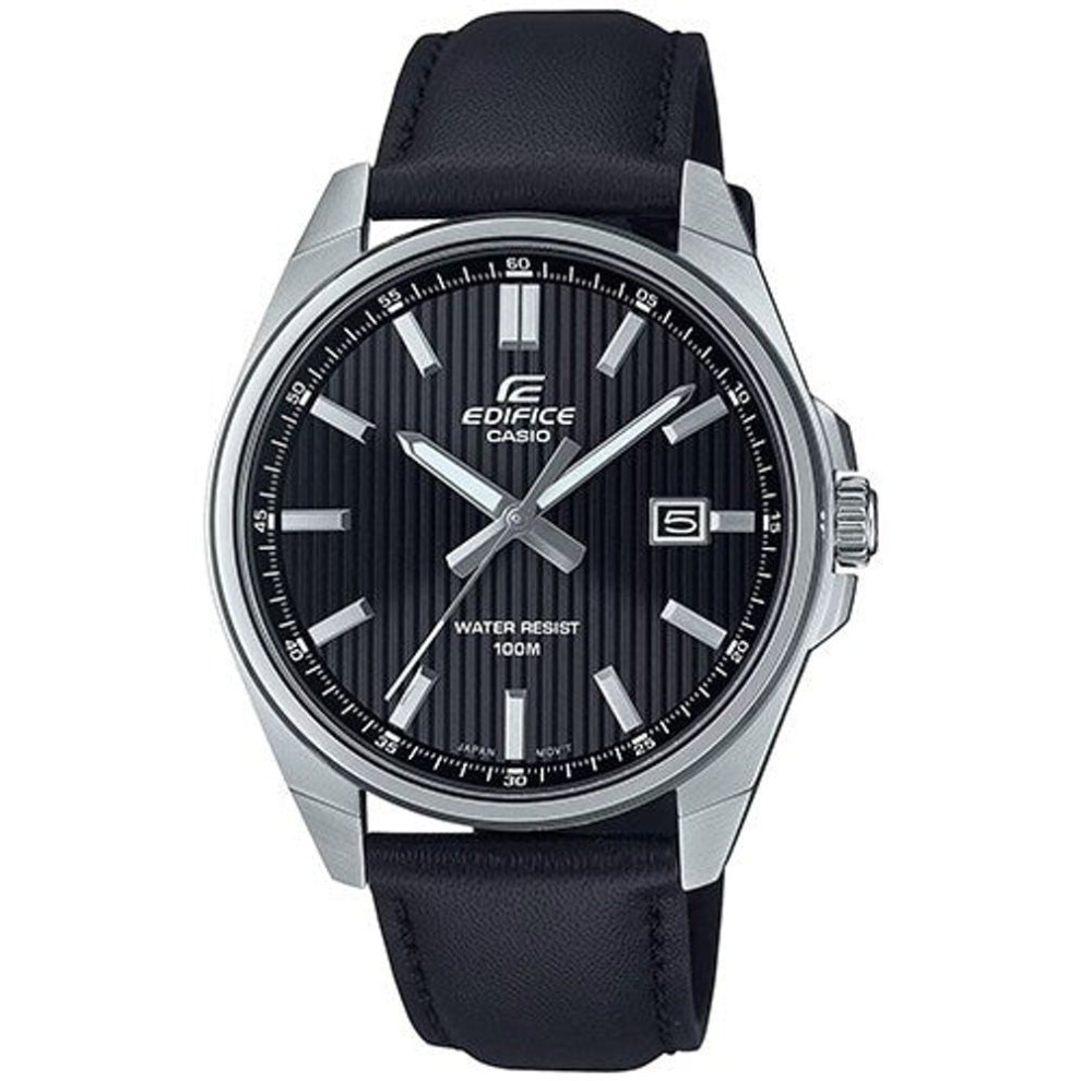 Casio Edifice Efv-150l-1avuef Men's Analog Watch With Black Leather Strap