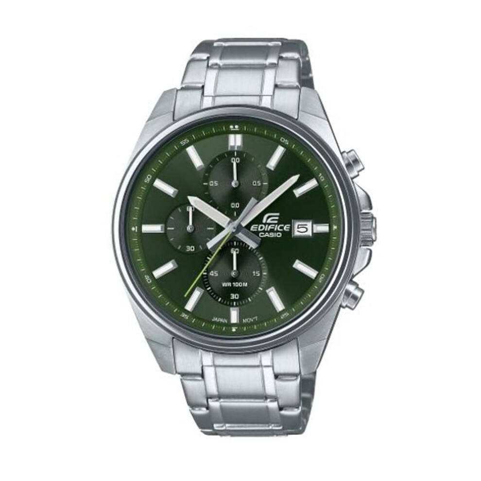 Casio Edifice Efv-610D-3Cvuef Men's Chronograph Watch – Green Dial, Stainless Steel Bracelet