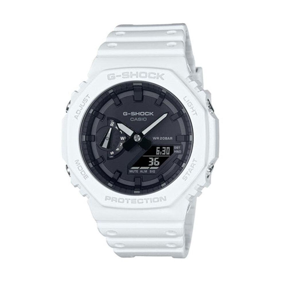 Casio G-shock Ga-2100-7aer Men's Watch – White Resin Band, Carbon Core Guard Structure