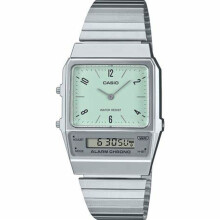Casio Aq-800e-3aef Vintage Analog-digital Watch - Green Dial, Black Resin Strap