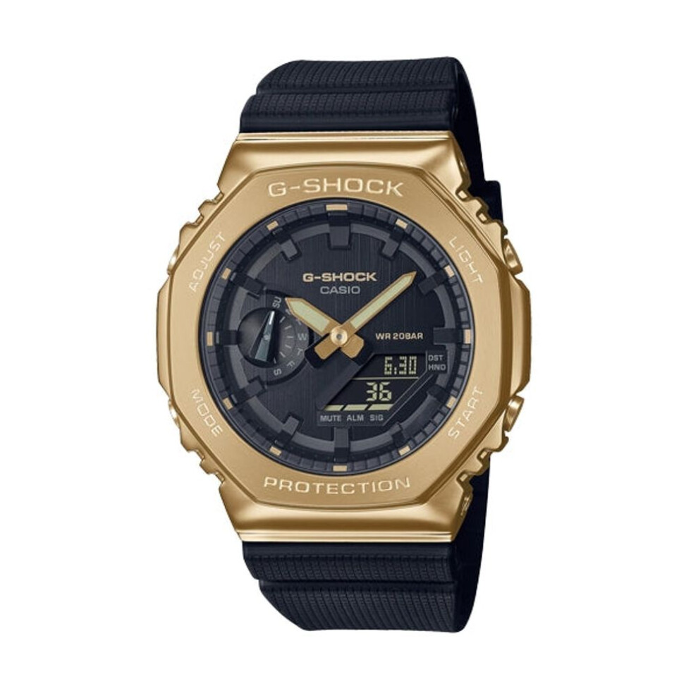 Casio G-shock Gm-2100g-1a9er Men's Analog-digital Watch - Black Resin Strap With Gold Ion-plated Beze