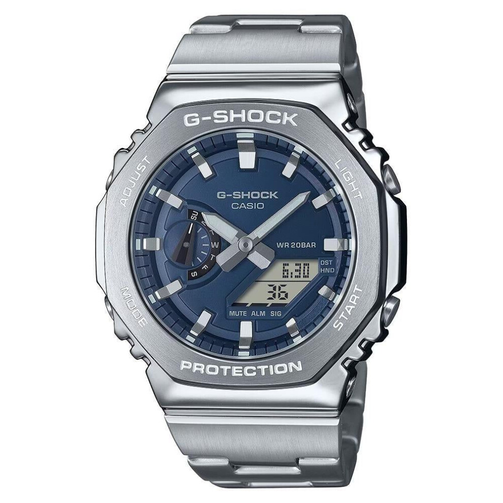 Casio G-shock Gm-2110d-2ber Men's Analog-digital Watch - Navy Blue Stainless Steel