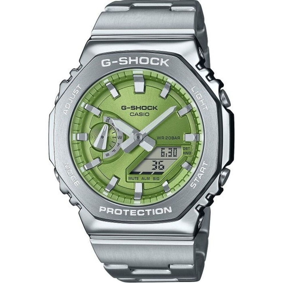 Casio G-shock Gm-2110d-3aer Men's Analog-digital Watch - Lime Green Stainless Steel