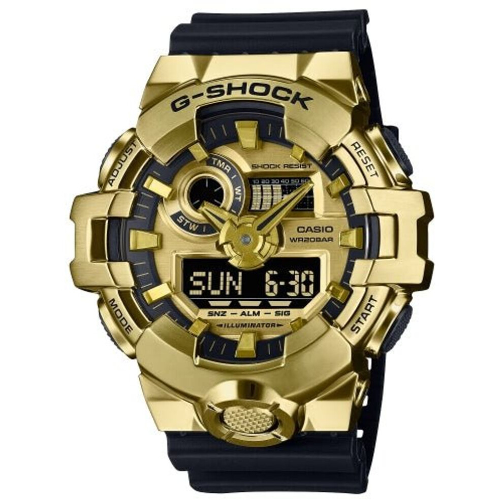 Casio G-shock Gm-700g-9aer Men's Analog-digital Watch - Gold-tone Stainless Steel Bezel, Black Resin Band, 200m Water Resistance