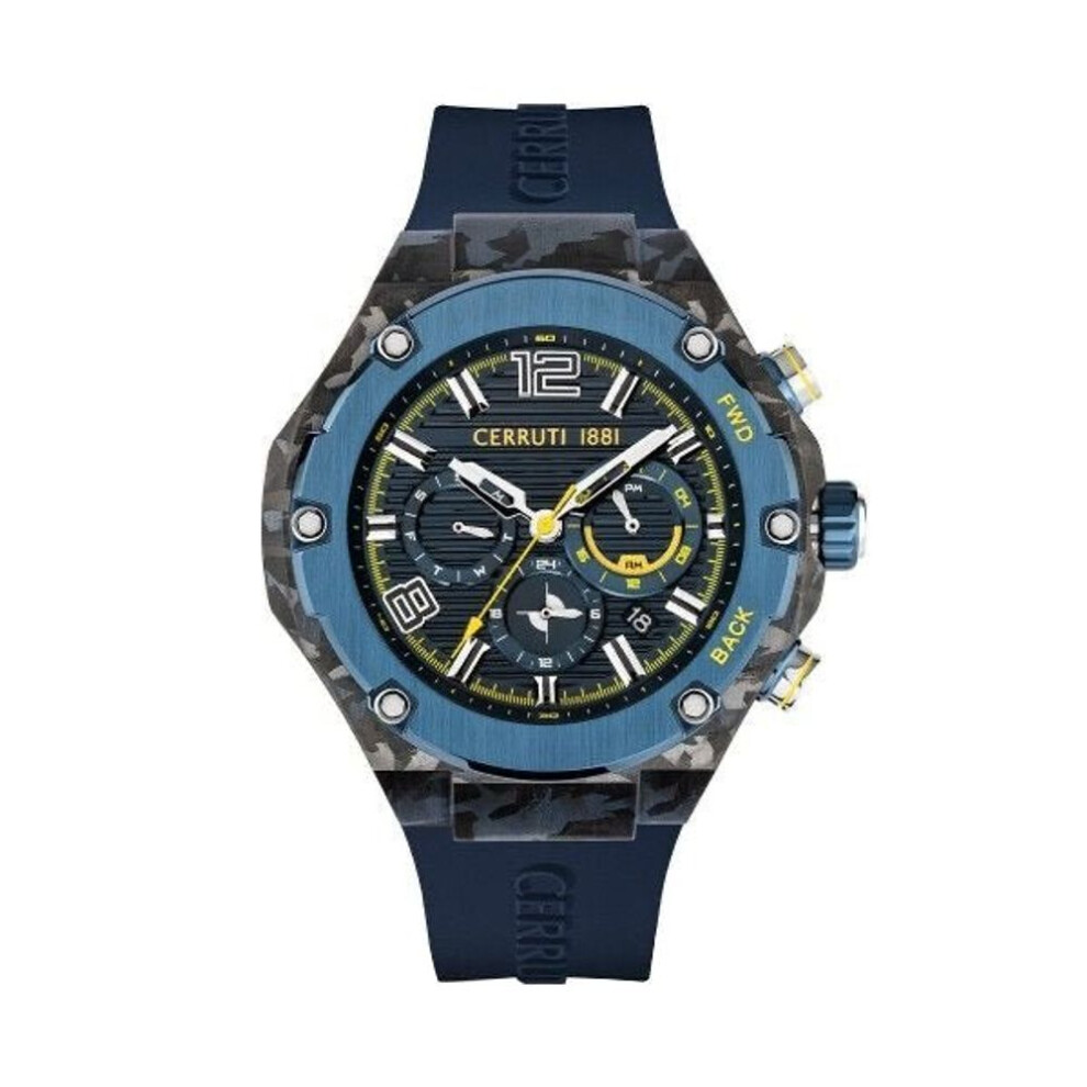 Cerruti 1881 Lucardo Ciwgq2113802 Men's Quartz Watch - Blue Dial, Blue Rubber Strap