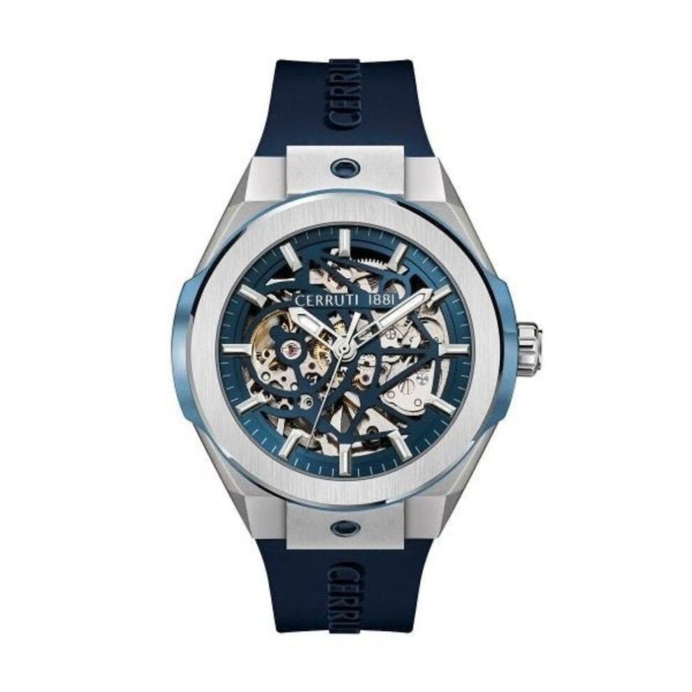 Cerruti 1881 Ruscello Ciwgr2008103 Men's Automatic Watch - Skeleton Dial, Blue Rubber Strap