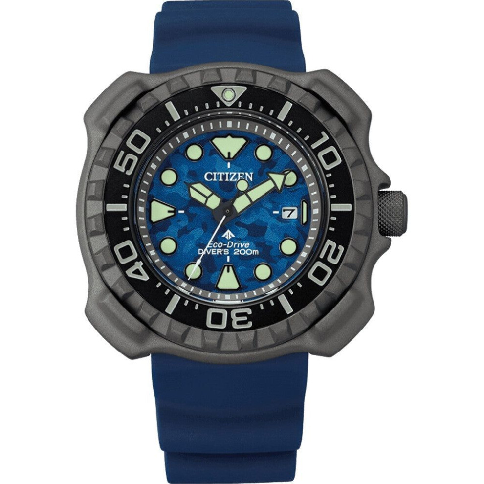 Citizen Bn0227-09l Men's Promaster Marine Eco-drive Diver Watch, Blue Dial, Blue Polyurethane Strap
