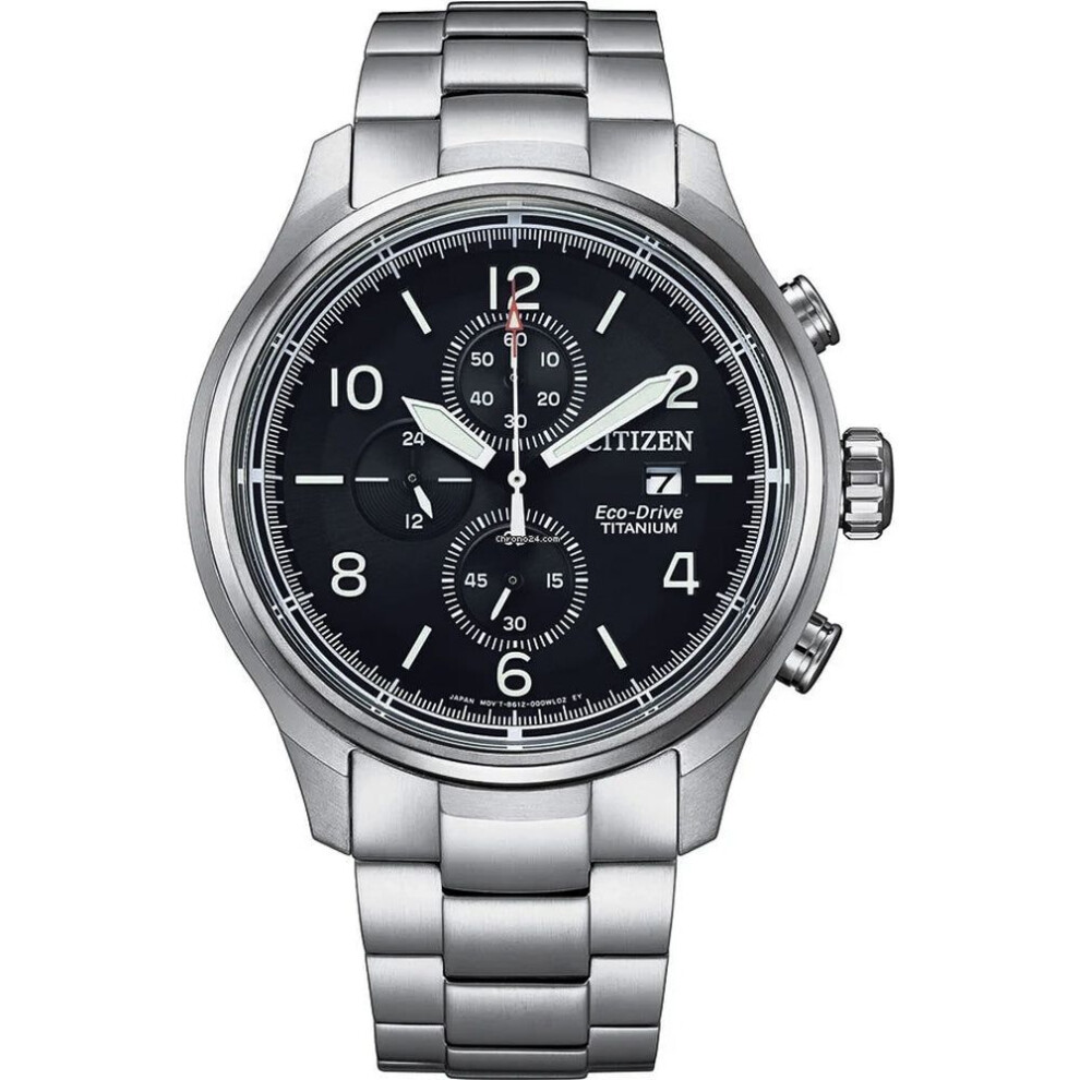 Citizen Ca0810-88e Men's Eco-drive Chronograph, Black Dial, Super Titanium Bracelet