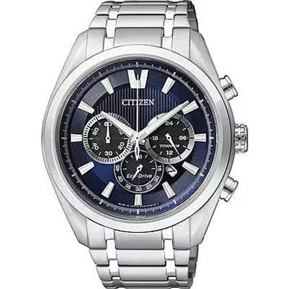 Citizen Ca4010-58l Men's Eco-drive Super Titanium Chronograph, Blue Dial, Titanium Bracelet