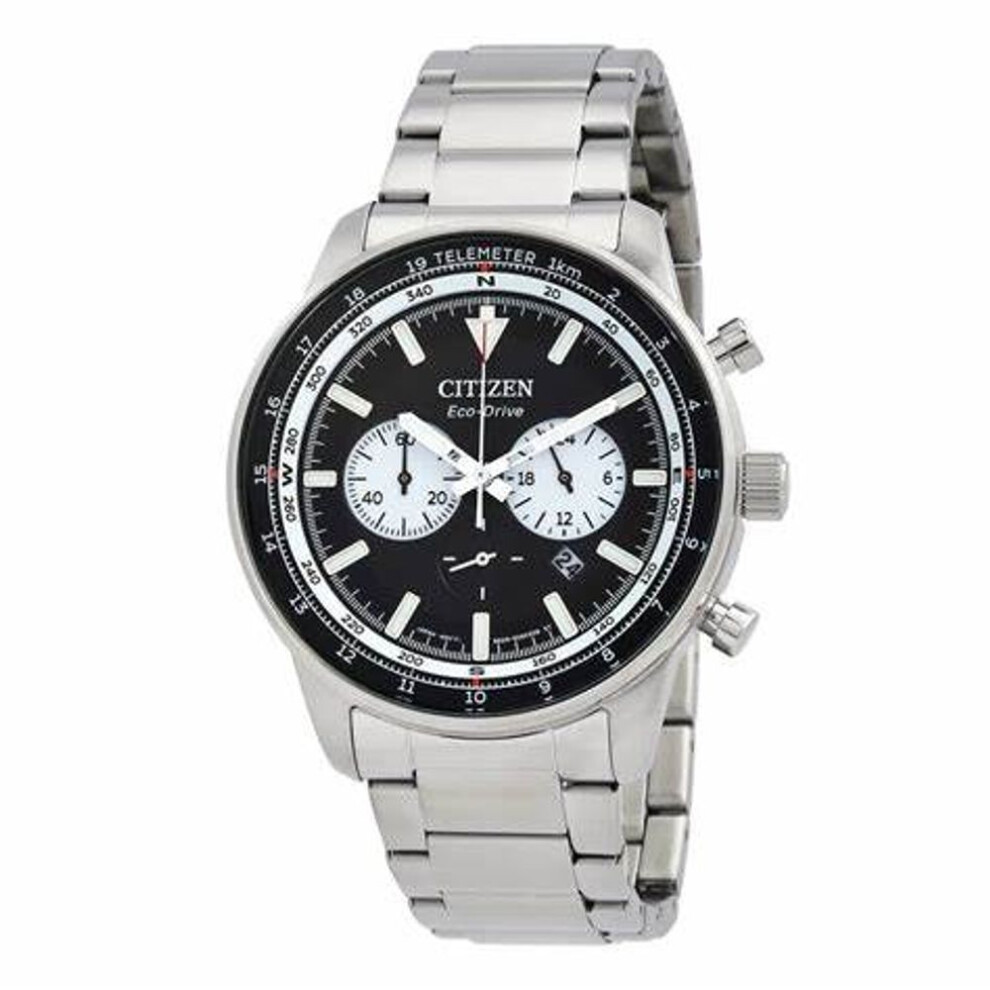 Citizen Ca4500-91e Eco-drive Chronograph Men's Watch - Black Dial, Stainless Steel Bracelet