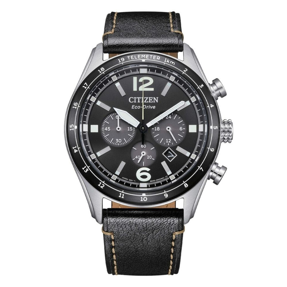Citizen Ca4654-04e Chrono Aviator Black Dial Leather Strap