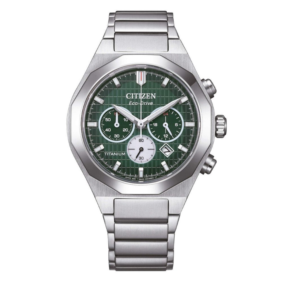 Citizen Ca4691-59x Men's Green Dial Chronograph Watch With Titanium Case & Sapphire Crystal