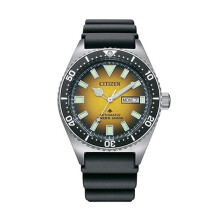 Citizen Ny0120-01x Men's Promaster Diver Automatic Watch, Yellow Dial, Black Rubber Strap