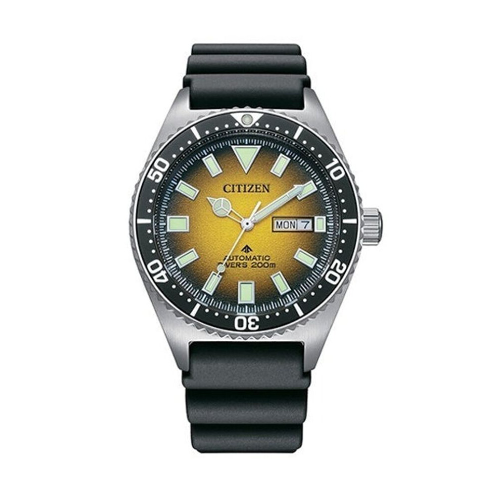 Citizen Ny0120-01X Men's Promaster Diver Automatic Watch, Yellow Dial, Black Rubber Strap Black,Yellow