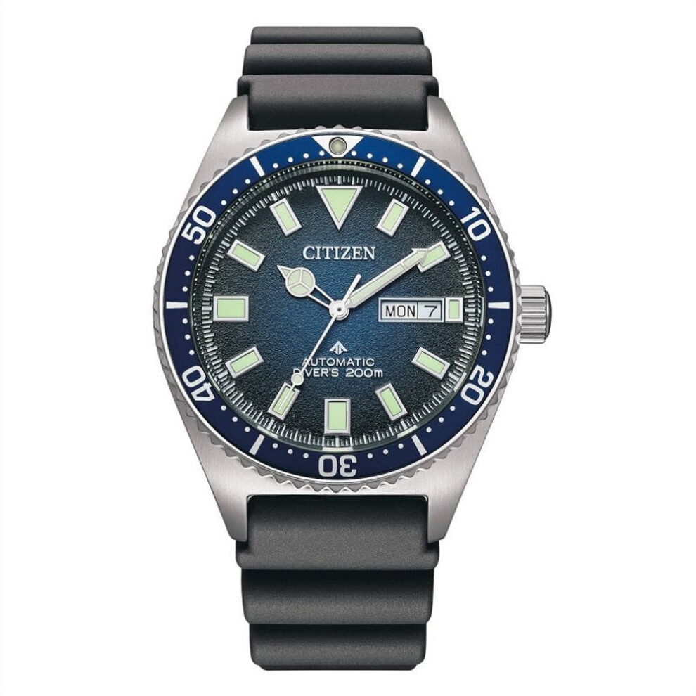 Citizen Ny0129-07l Men's Promaster Marine Automatic Diver's Watch, Blue Dial, Black Rubber Strap