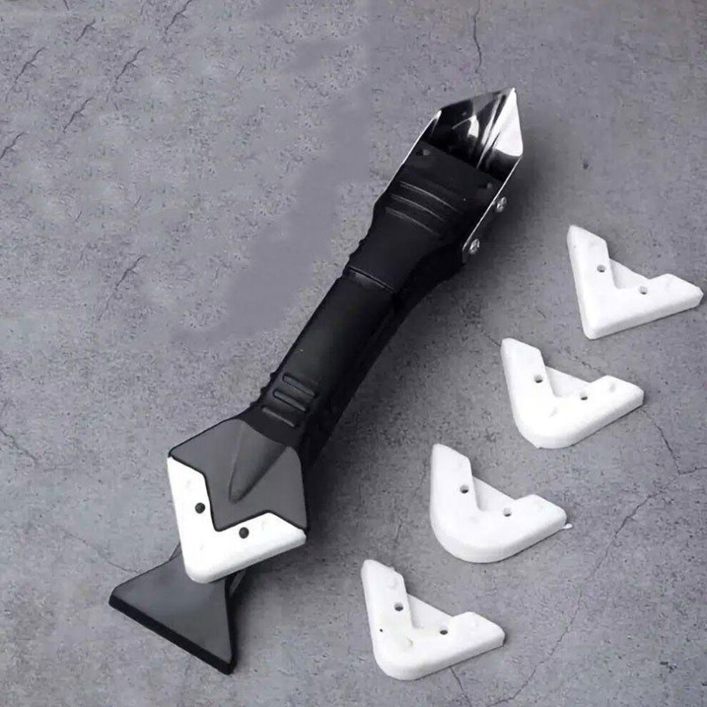5-in-1 Metal Head Shovel Glue Remover Tool Kit: Silicone Spatula, Caulk Remover, Grout Removal, Sealant Finishing & Corner Scraper