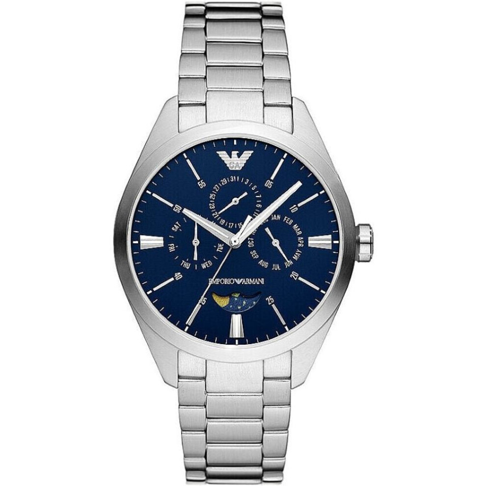 Emporio Armani Ar11553 Men's Watch - Silver Steel, Blue Dial, 43mm