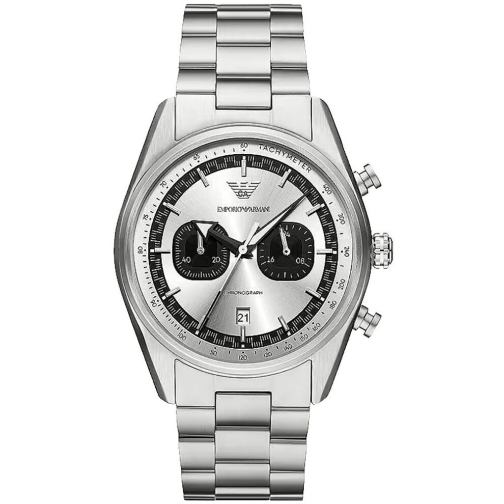 Emporio Armani Ar11636 Men's Chronograph Watch - Silver Dial, Steel Bracelet