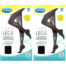 2xScholl Light Legs Compression Tights for Women, 60 Denier, Black, Small