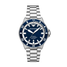 Emporio Armani Horloge - Heren - AR60079 - Zilver RVS - 42 mm - Blauw