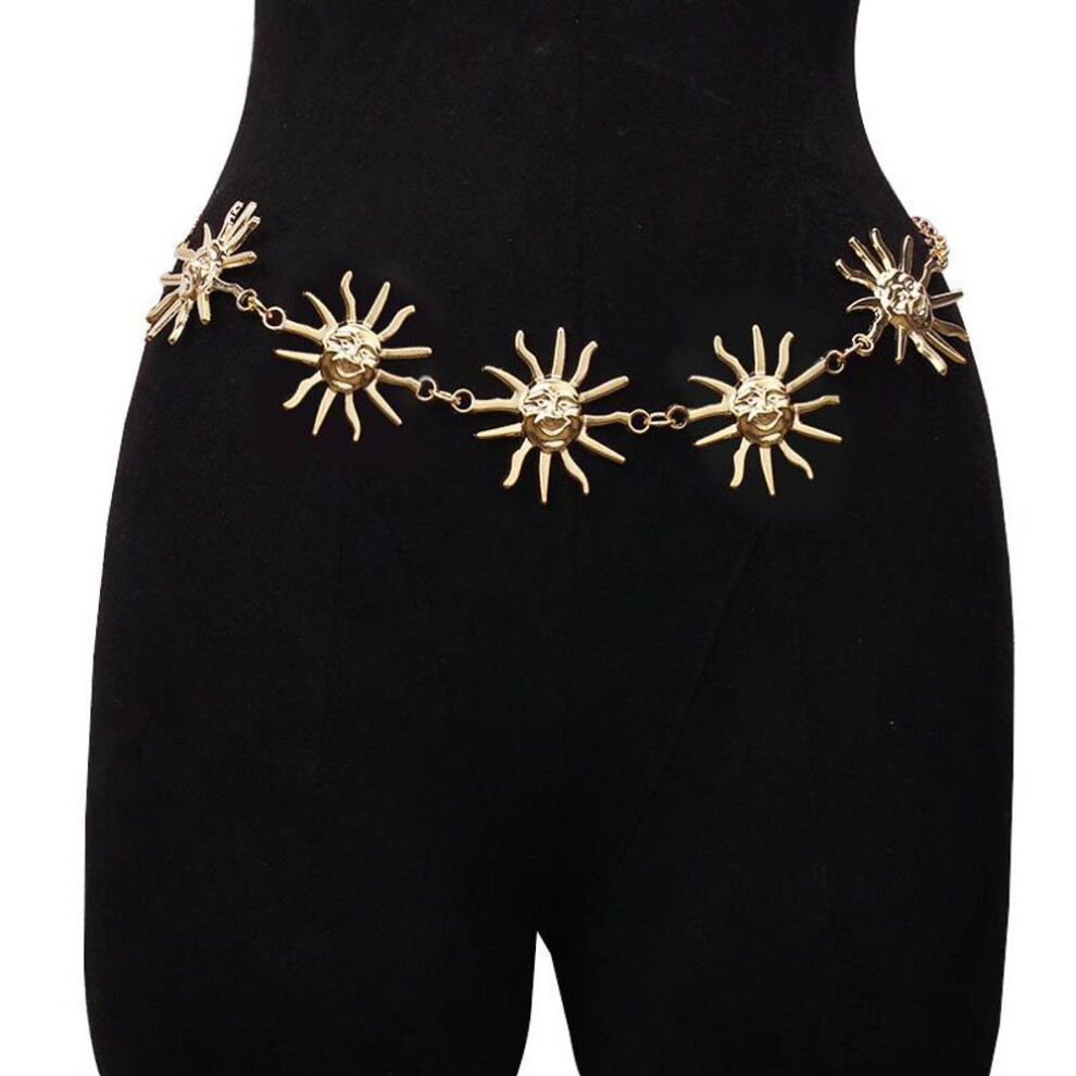 (gold) Gothic Metal Sun Belt For Women  Hight Waist Sun Chain Jewelry Gift Wedding Sash Celestial Waist Chains Accessories