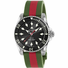 Gucci Dive 40mm Ya136349 Men's Watch – Black Dial, Green And Red Rubber Strap