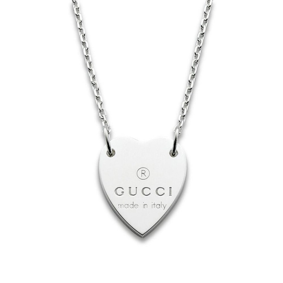 Gucci Trademark Sterling Silver Heart Pendant Necklace - Model Ybb223512001
