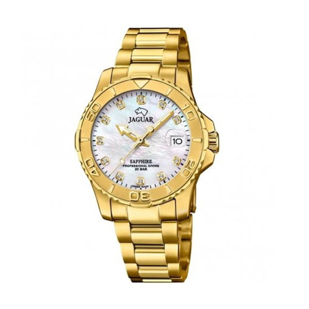 Jaguar J898/1 Women's Executive Diver Watch - Gold-tone Stainless Steel, Mother-of-pearl Dial