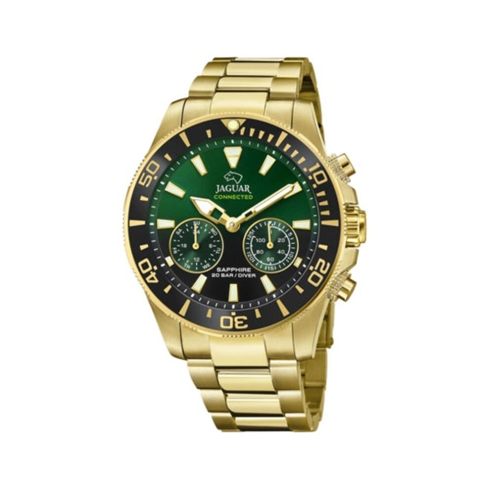 Jaguar J899/5 Hybrid Diver Men's Watch - Gold Stainless Steel, Green Dial