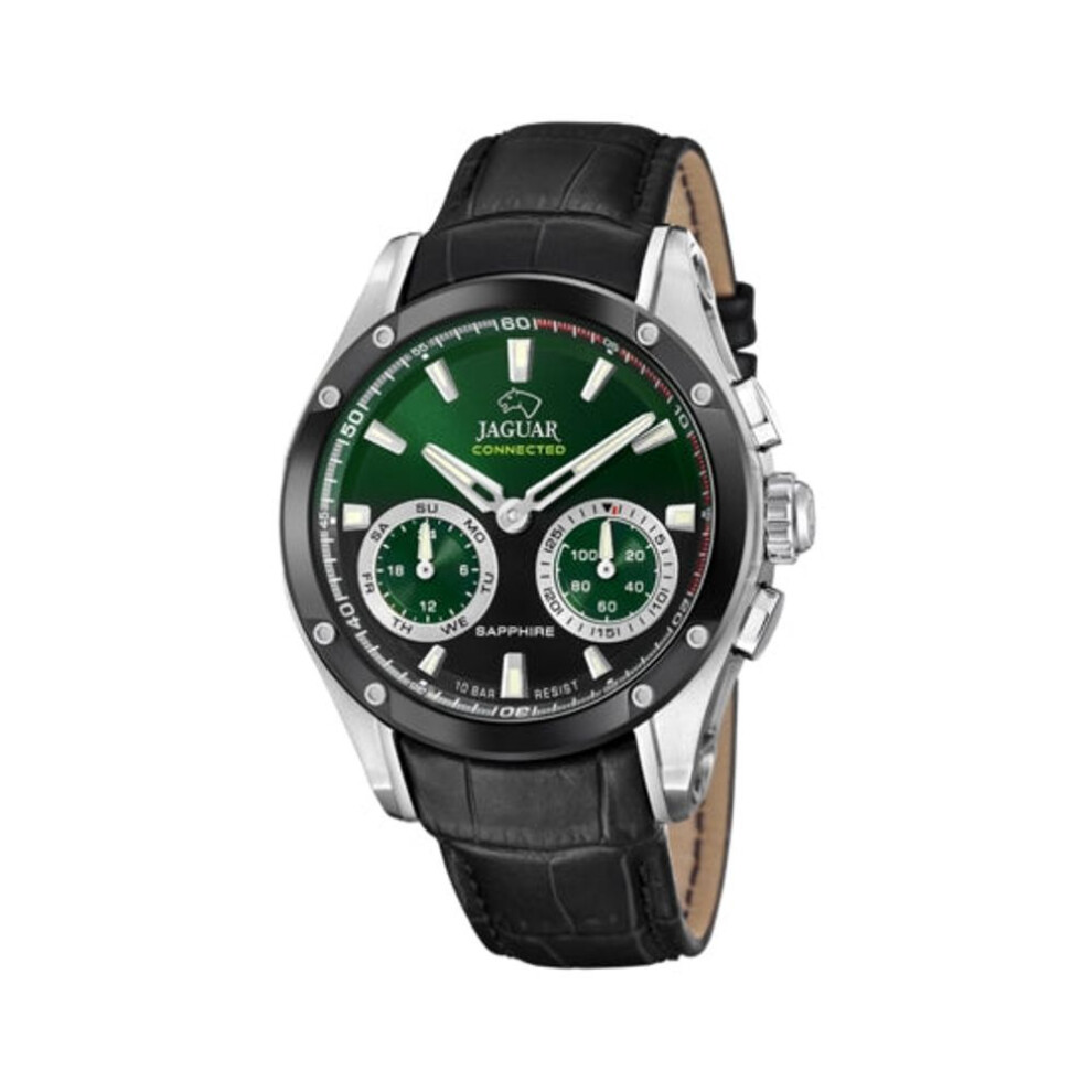 Jaguar J958/2 Hybrid Connected Men's Watch - Green Dial, Black Leather Strap