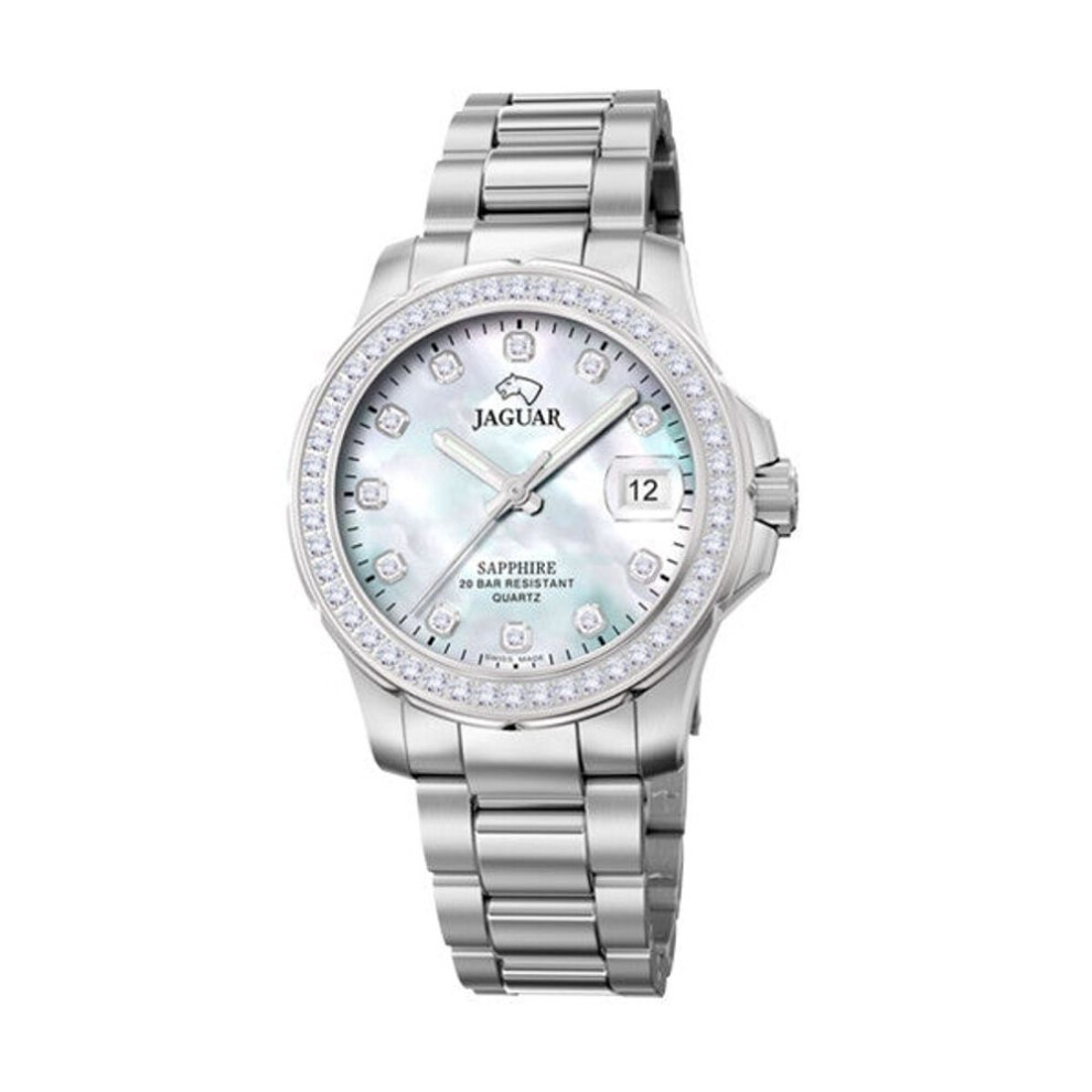 Jaguar Women's Swiss Quartz Watch - Model J892/1, Stainless Steel, Mother-of-pearl Dial, Crystal Accents