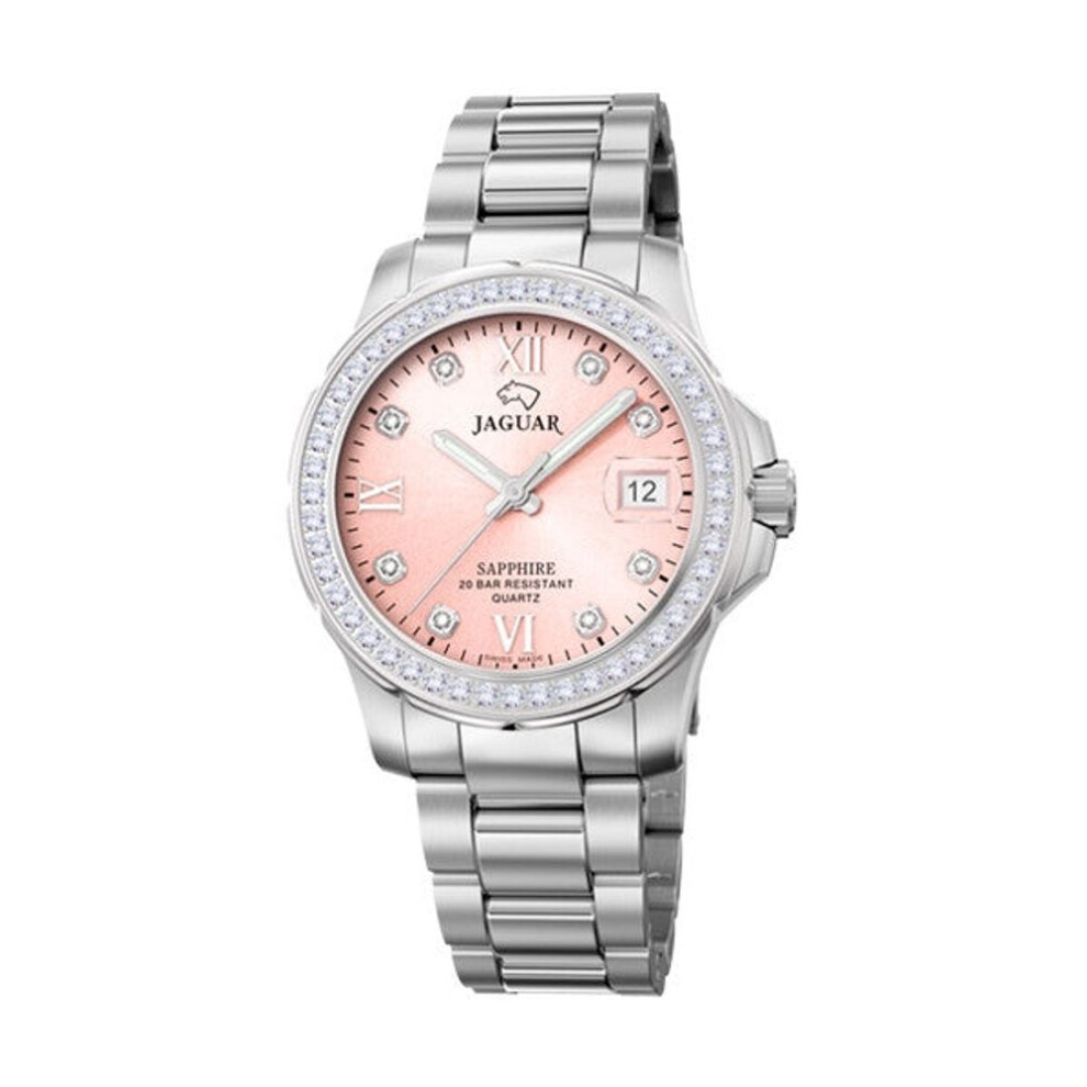 Jaguar Women's Swiss Quartz Watch - Model J892/2, Stainless Steel, Pink Dial, Crystal Accents