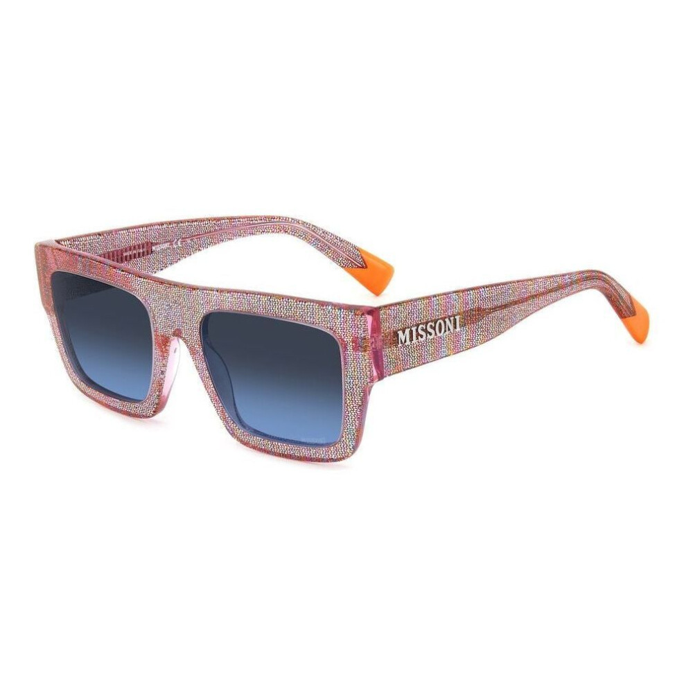 Women's Blue,Pink Missoni Mis 0129/S Sunglasses - 53Mm, Pink Rainbow Pattern Frame With Blue Gradient Lenses