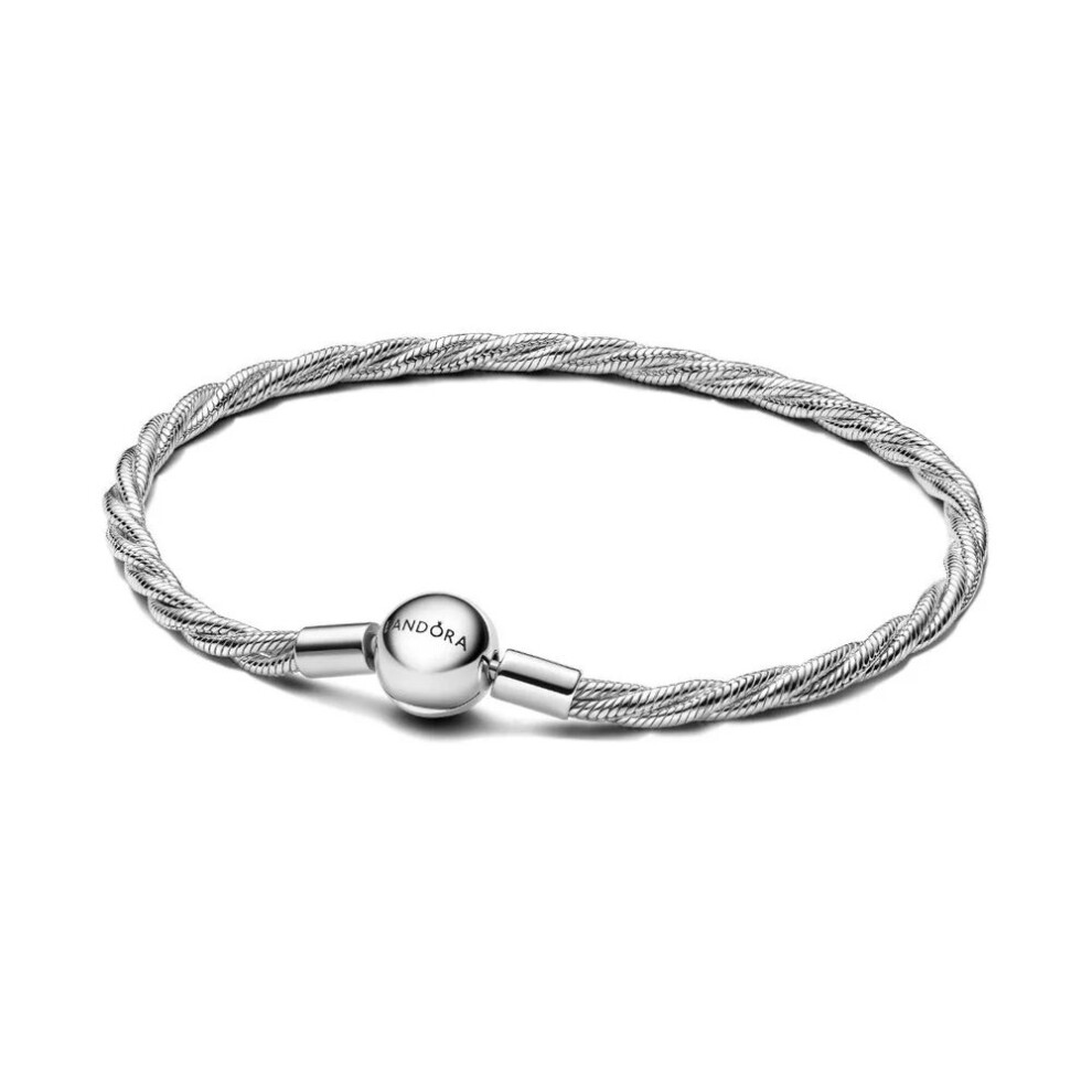 Pandora 593757c00-19 Twisted Snake Chain Bracelet – Sterling Silver, 19cm